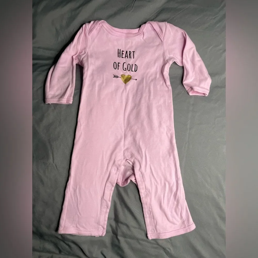 Baby Girl Heart Print Onesies Set